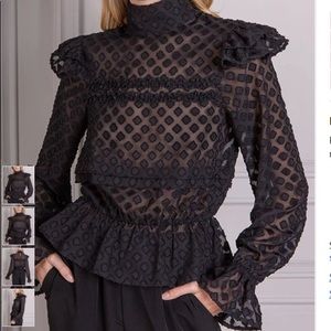 NWOT Senlis Black Diamond Victorian Mock Neck Top Size: XS